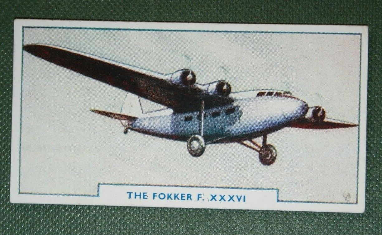 KLM  FOKKER  F. XXXV1   Vintage 1930's Aviation Card  PC18