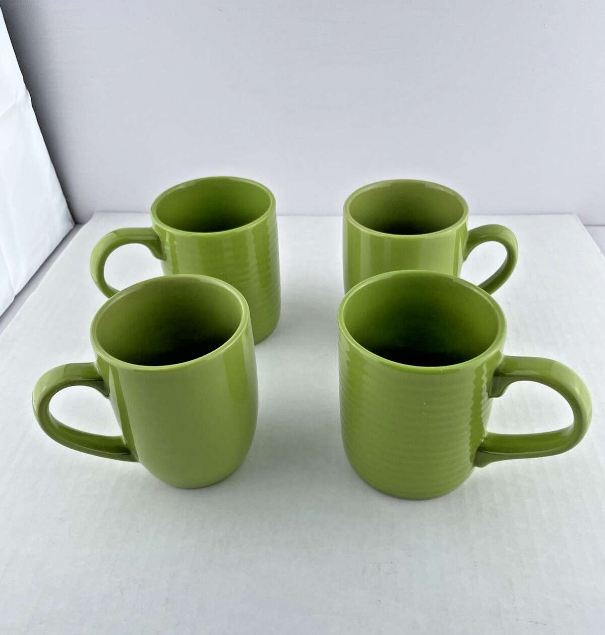 Royal Norfolk (2) Ribbed Lime (2) Plain Green Coffee Tea Mug Cup Greenbrier MCM