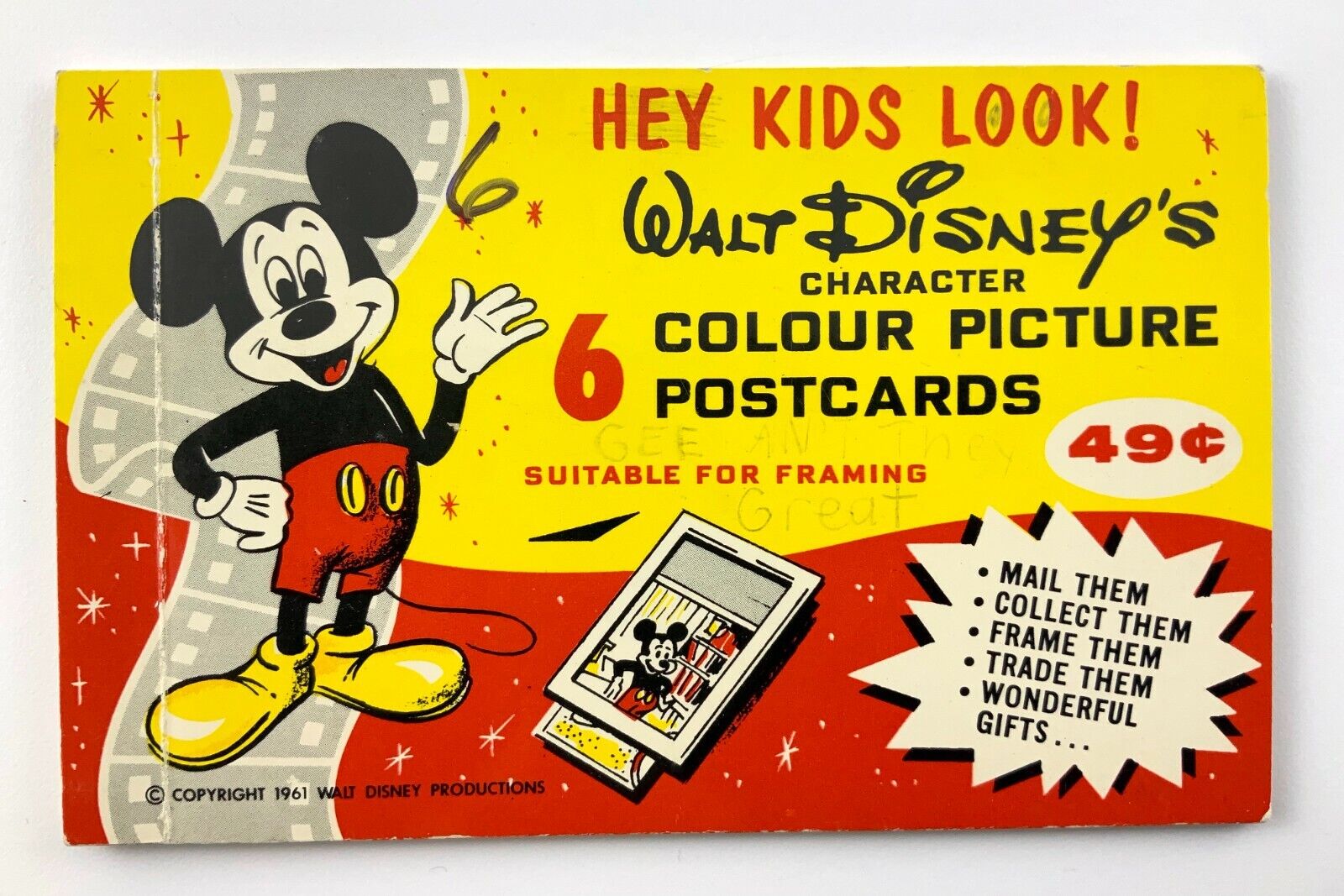 1961 Walt Disneys Character 6 Colour Picture Postcards Pluto Bambi Mickey 614C