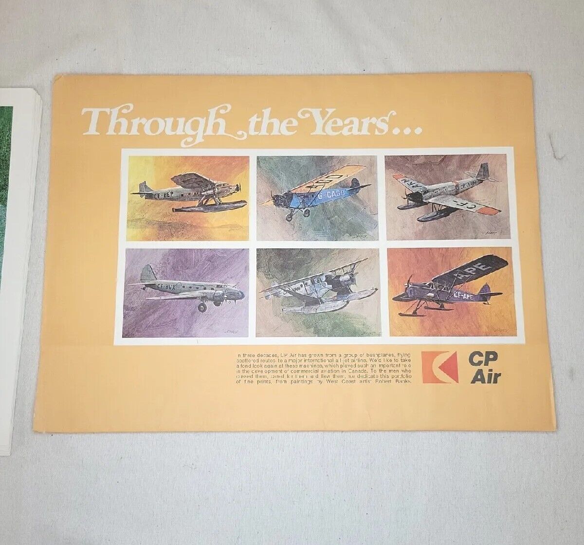 CP AIR Canadian Airlines Through The Years 12 Piece Lithograph Set of Airplanes