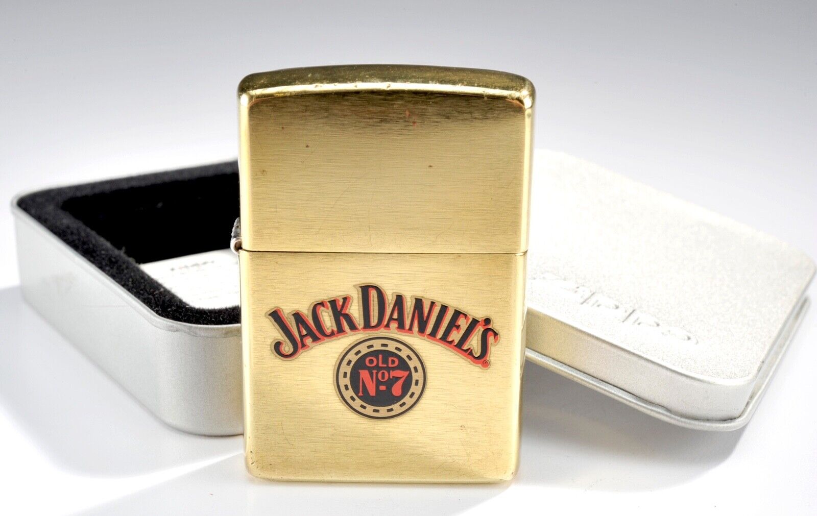 Vintage 1999 Zippo Lighter - Jack Daniels Old No 7 - Solid Polished Brass