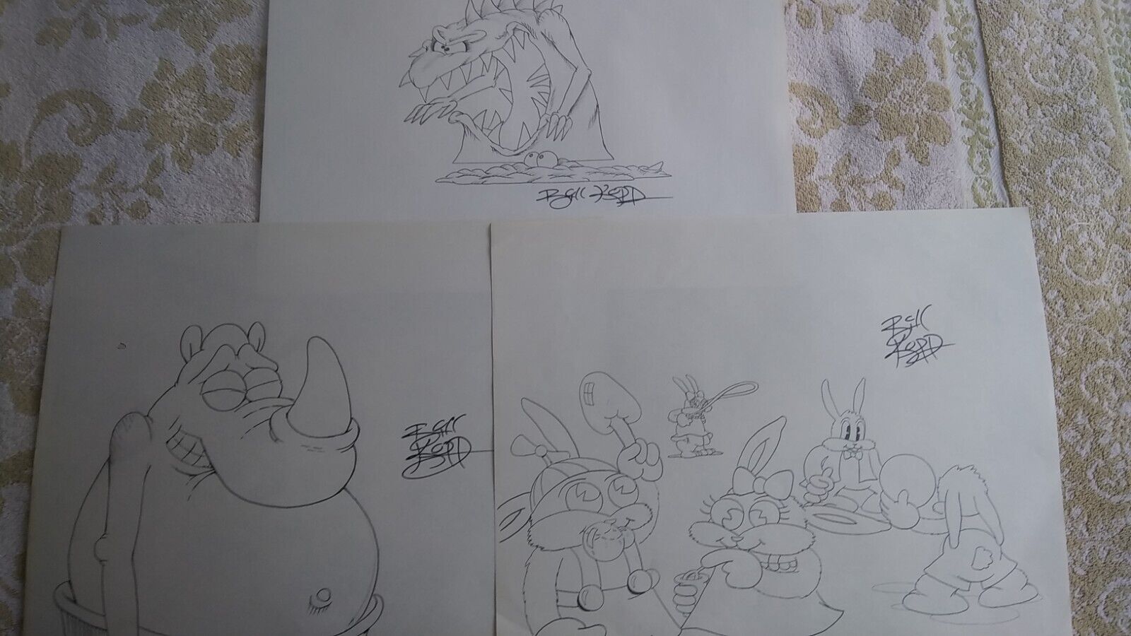 ONE CRAZY SUMMER - ANIMATION DRAWINGS - FAB 3 - #3 - SIGNED BY BILL KOPP