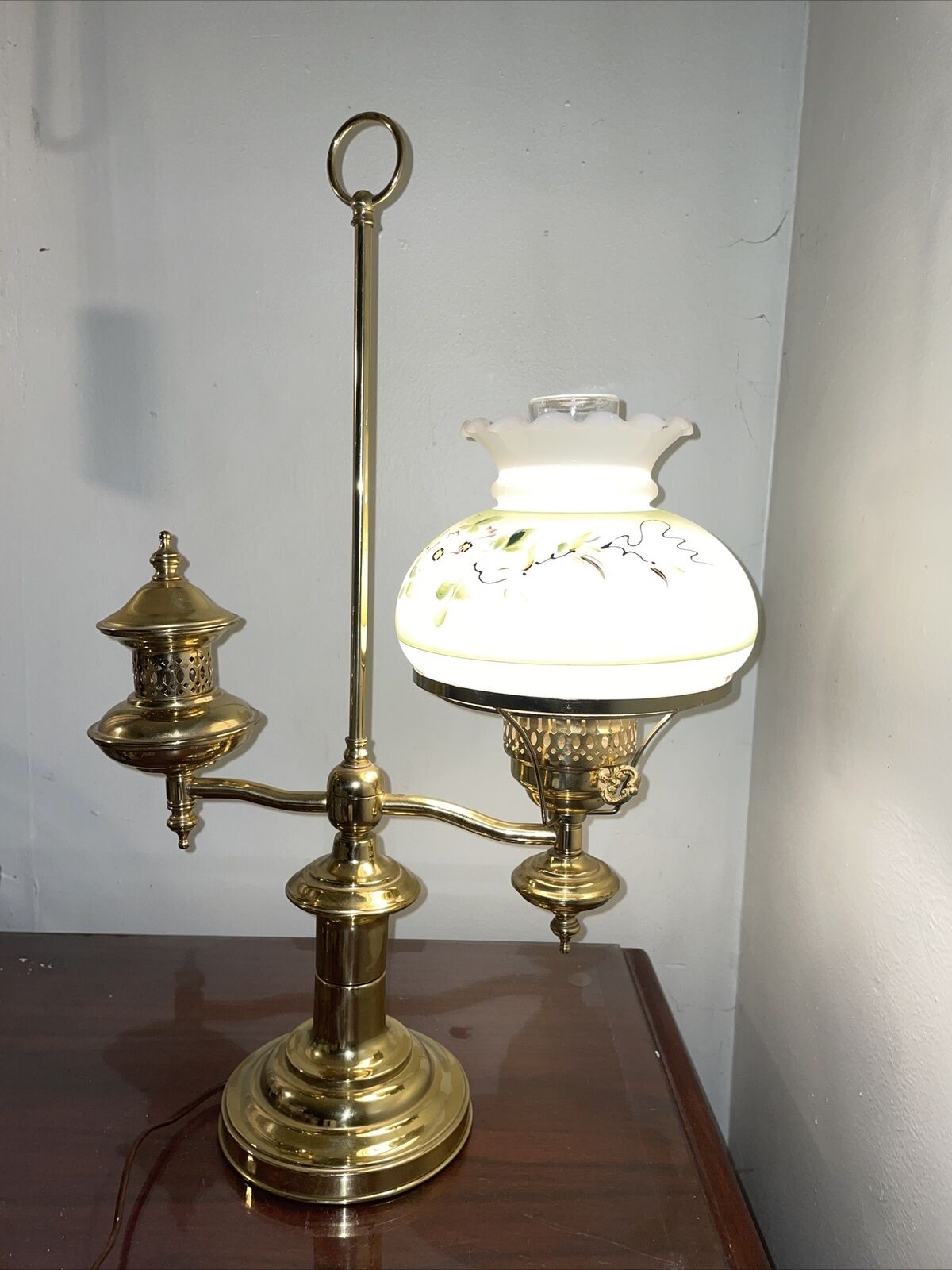 Vintage  Brass Student Lamp 23-1/2” X 15” Nice