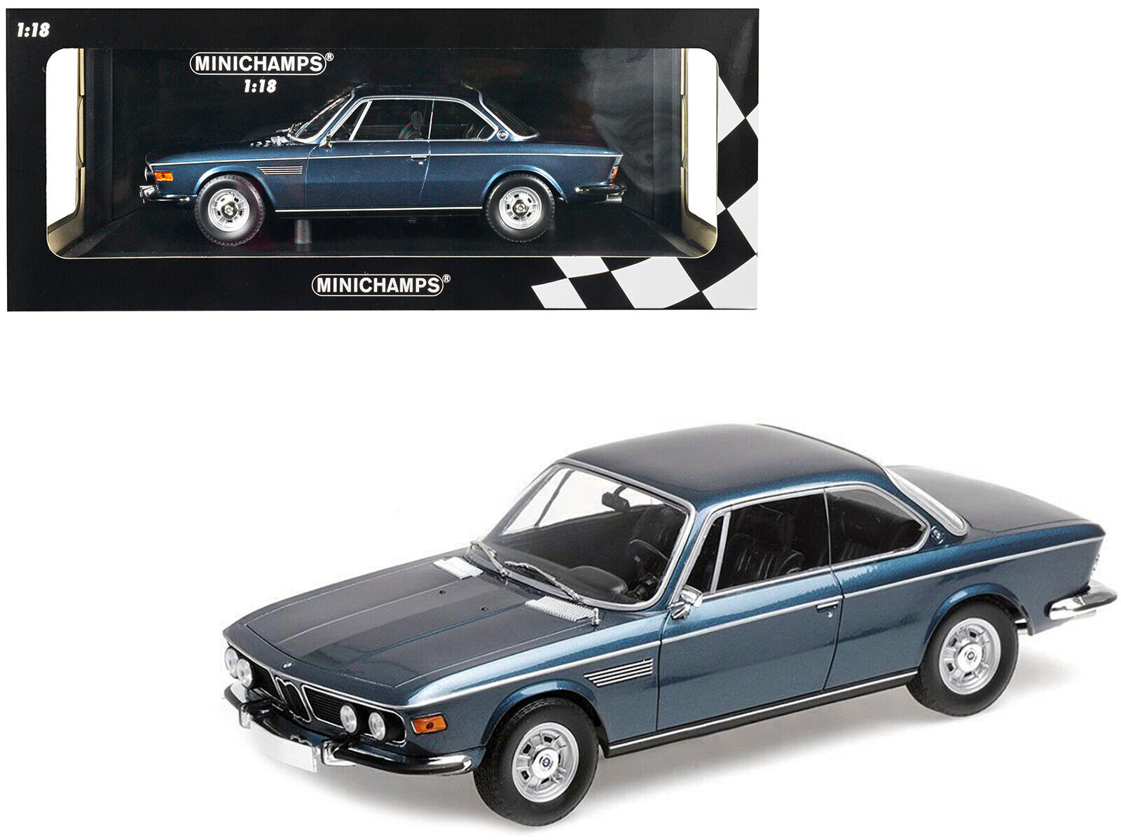 1968 BMW 2800 CS Blue Metallic Limited Edition to 600 pieces Worldwide 1/18