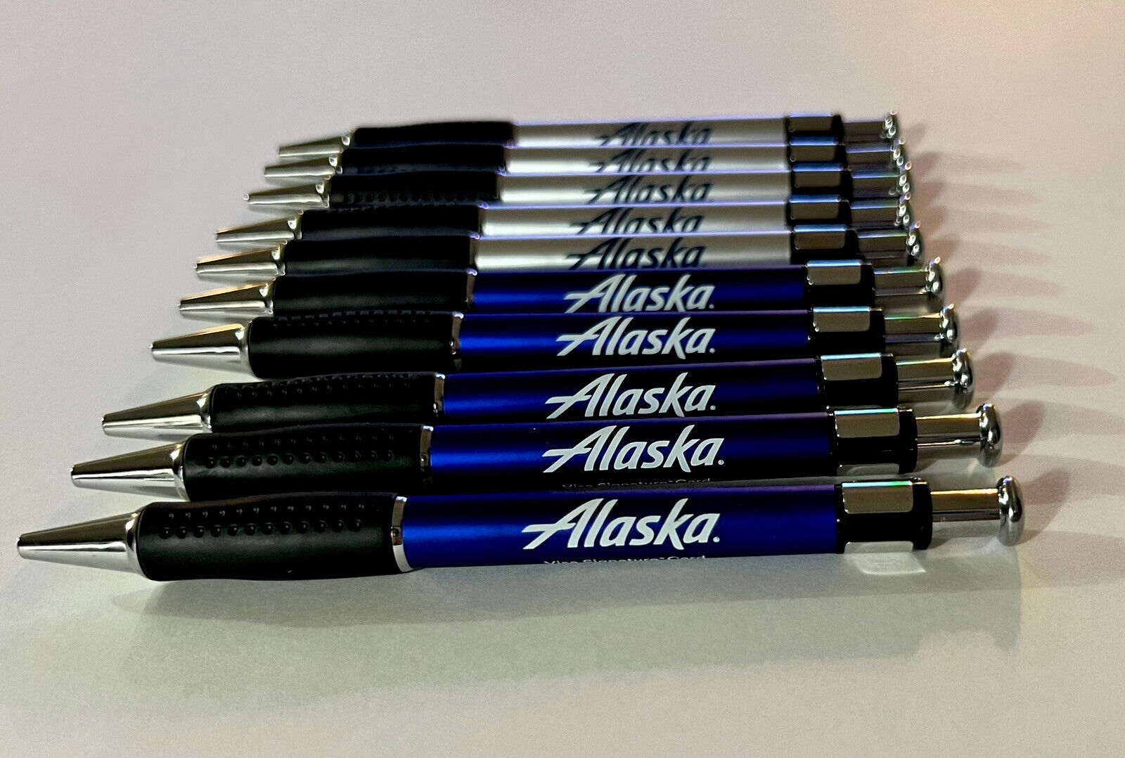 Alaska Airlines Pens Lot of Ten (10) Black Ink Push Pens Promotional Item Office