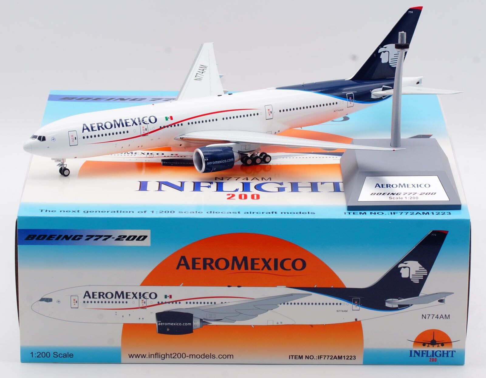 INFLIGHT 1:200 Aeromexico Airlines Boeing B777-200 Diecast Aircraft Model N774AM
