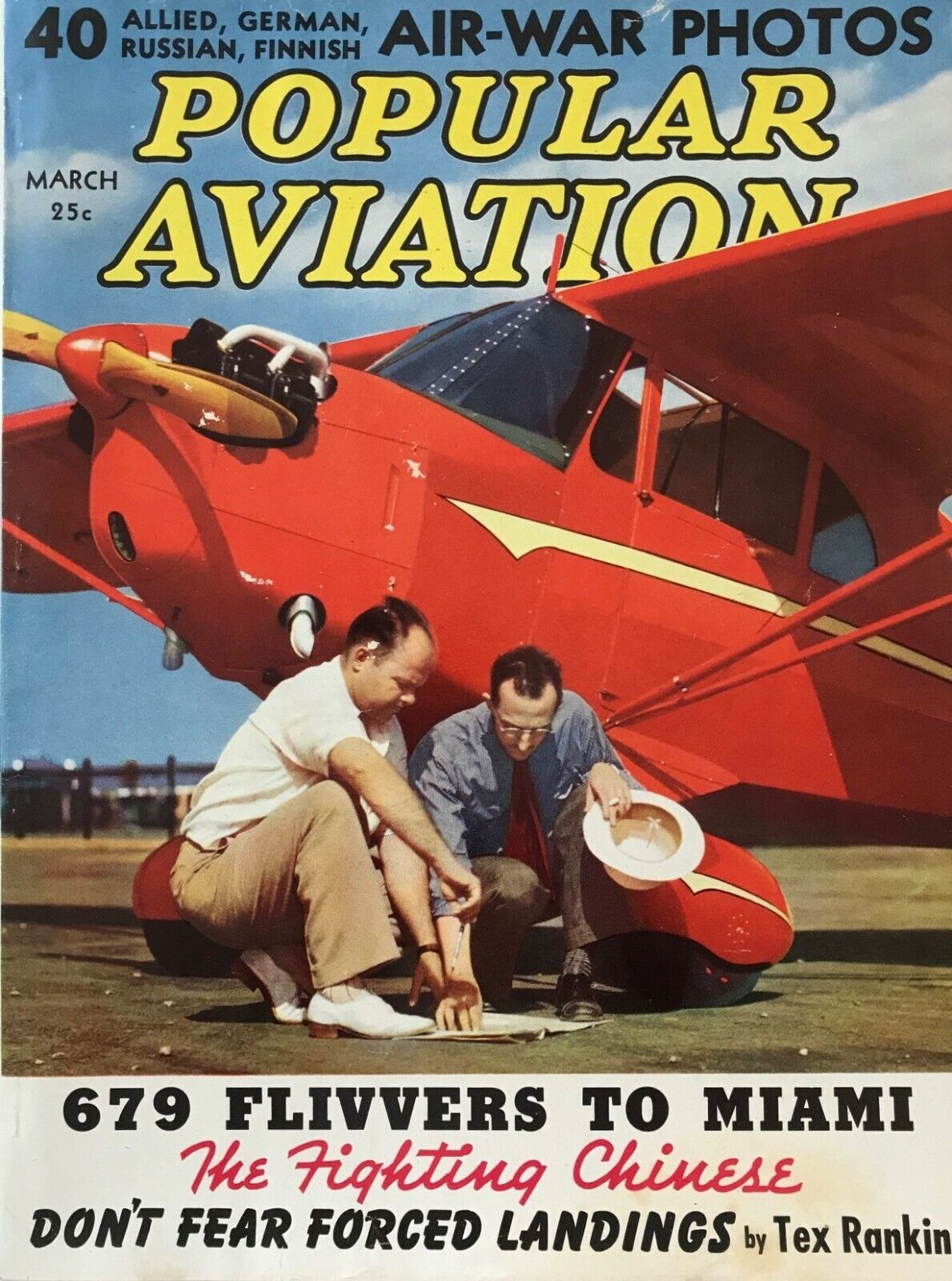 POPULAR AVIATION Magazine, March 1940, WW II, Me 109, Women Flyers