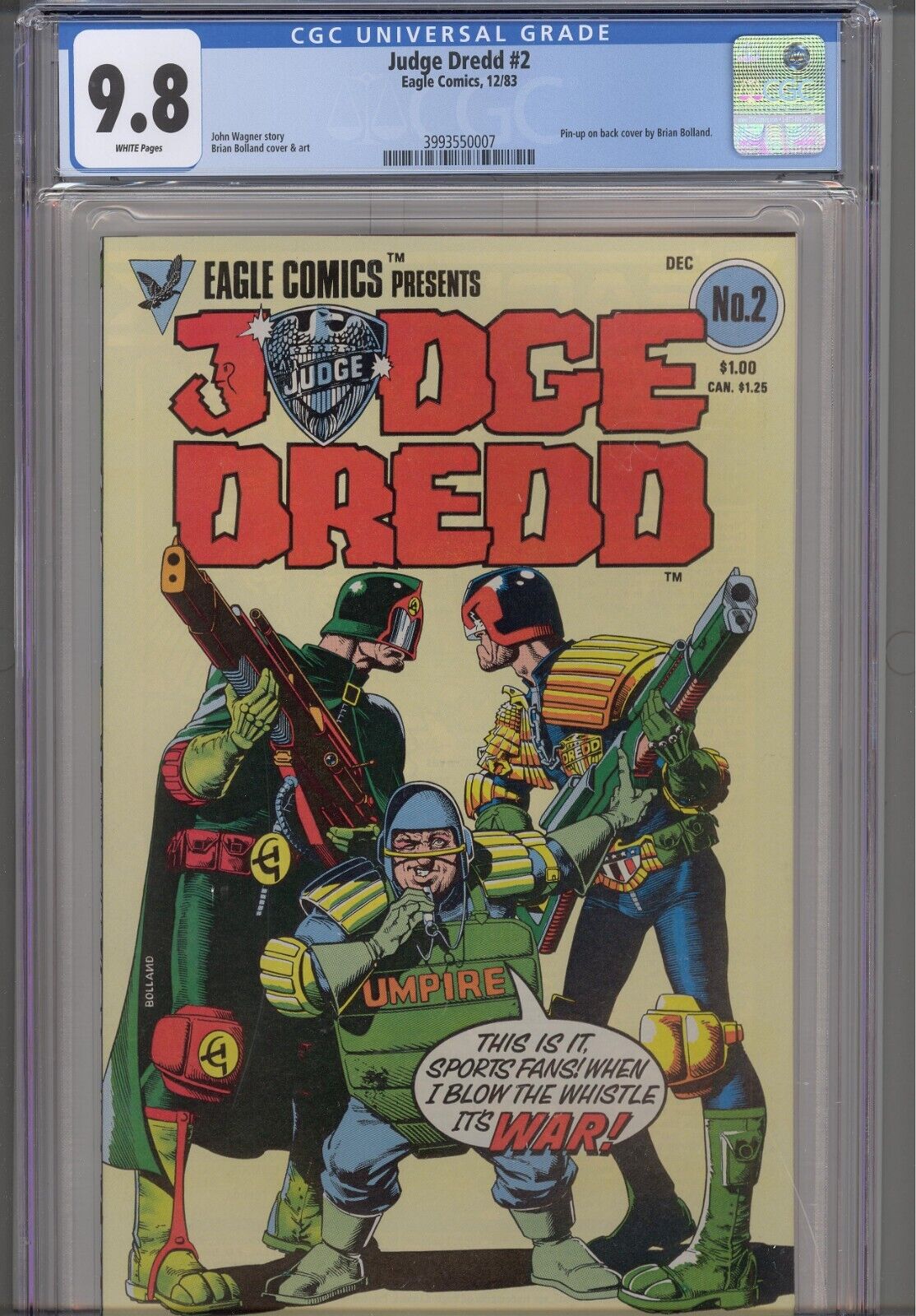 Judge Dredd #2 CGC 9.8 1983 Eagle Comics Pin-Up Back Cover
