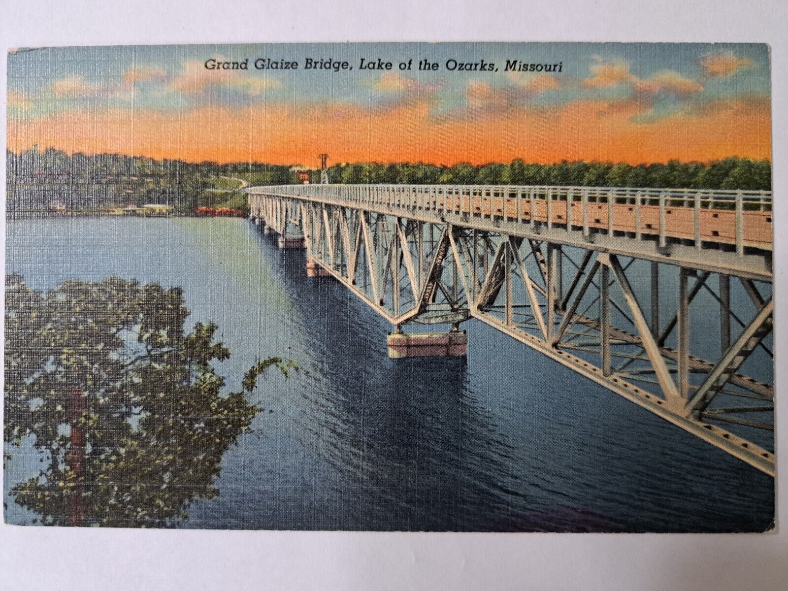 Postcard Grand Glaize Bridge Lake of the Ozarks Missouri