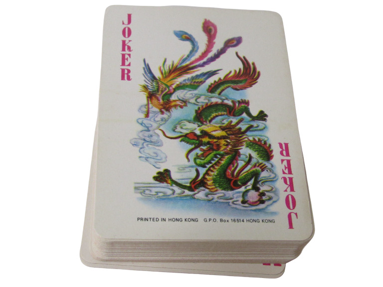 Vintage Playing Cards Famous Views Hong Kong Plastic Coated Dragon Joker Buddha