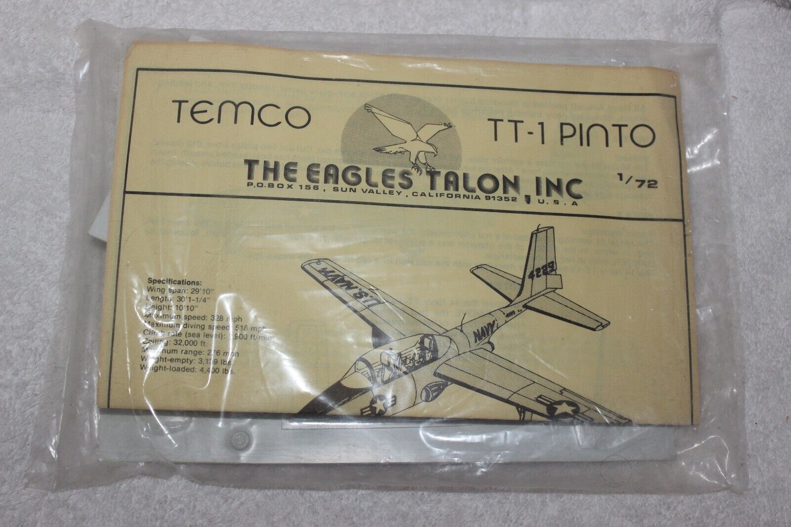 TEMCO TT-1 PINTO ET11482B VACUMNFORM AIRPLANE MODEL KIT 1/72 SCALE