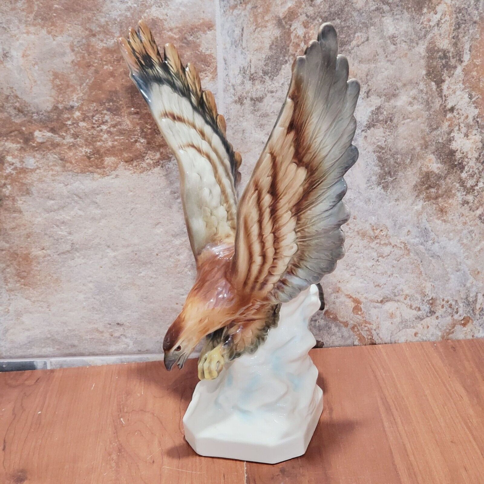 Vintage Eagle on Hunt Sculpture Porcelain Eagle Figurine Marked 2101 Germany
