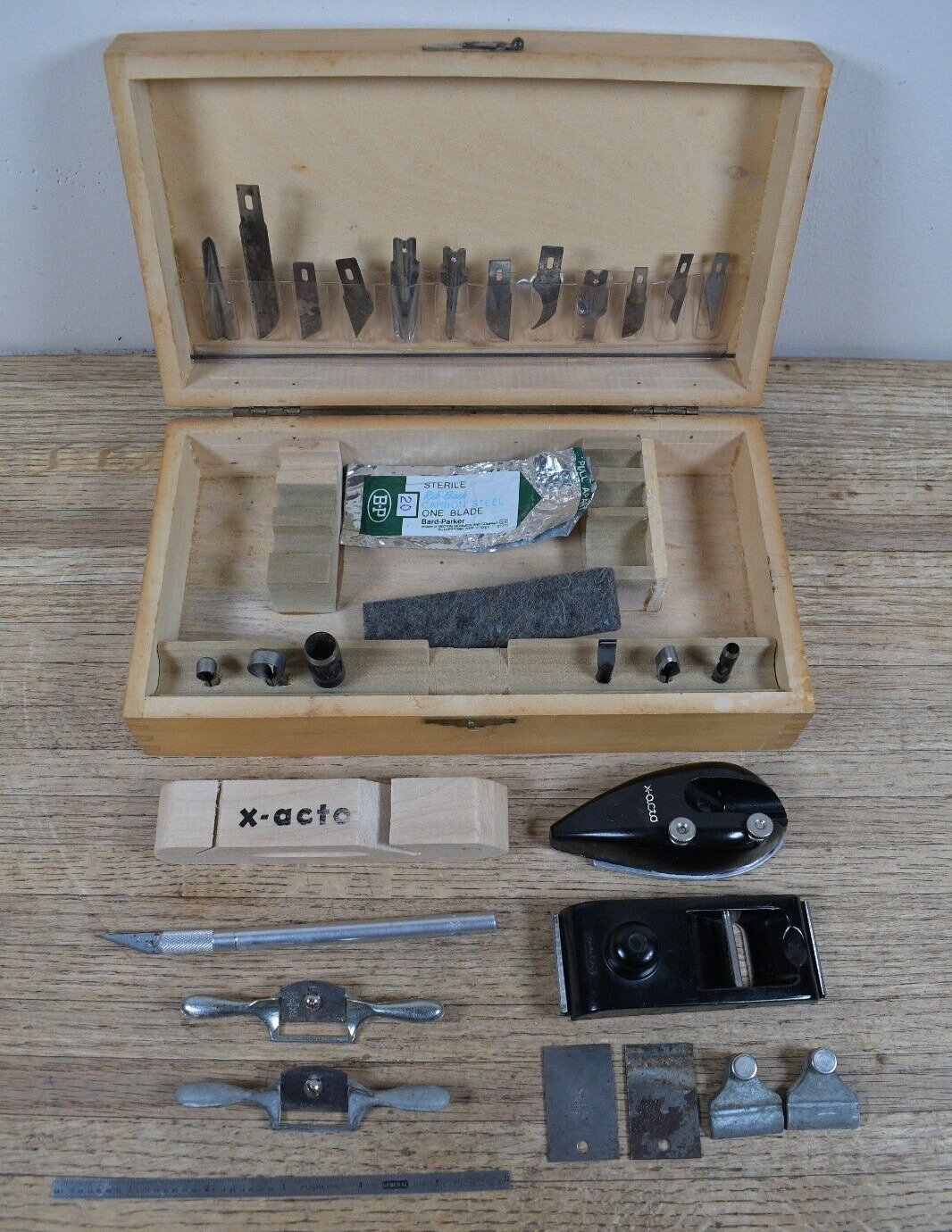 Vtg X-Acto Hobby Tool Set Mini Draw Knife Spokeshave Wood Plane Cutter etc