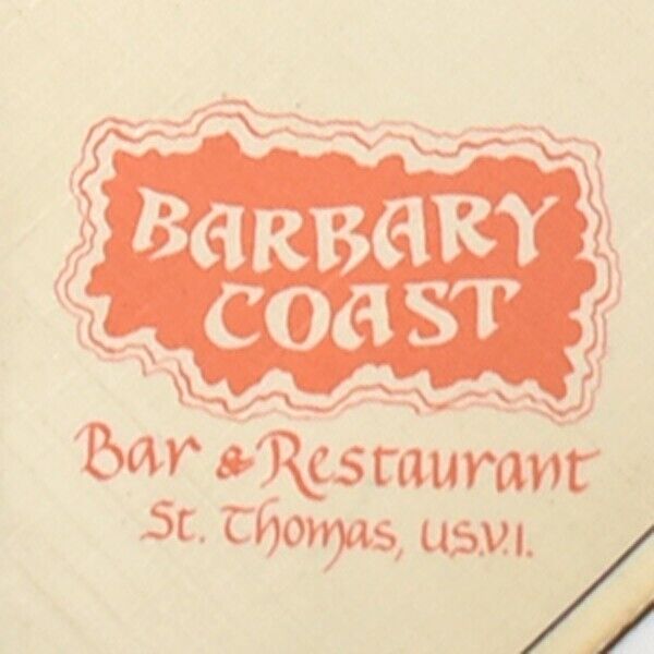 Vintage 1980s Barbary Coast Bar Restaurant Menu St Thomas US Virgin Islands USVI