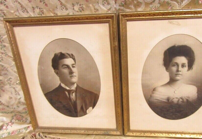 VINTAGE LARGE MAN AND WOMAN PHOTOS-FRAMED AND MATTED