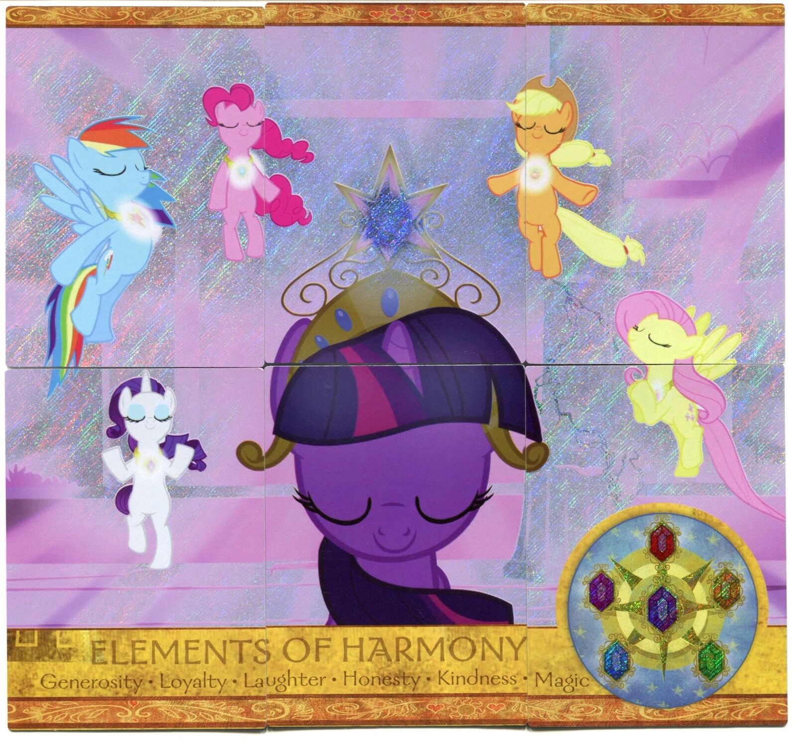 My Little Pony Elements of Harmony 6 Card Puzzle Trading Card Set Holo NM