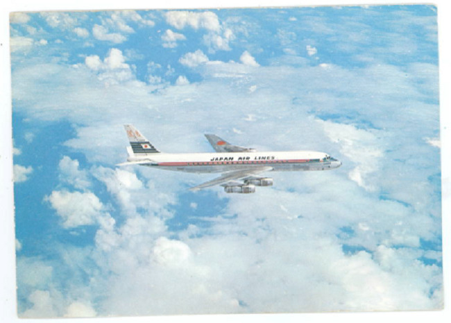 Japan Air Lines DC8 Postcard - Vintage 1960's JAL Douglas DC-8 Airplane Card
