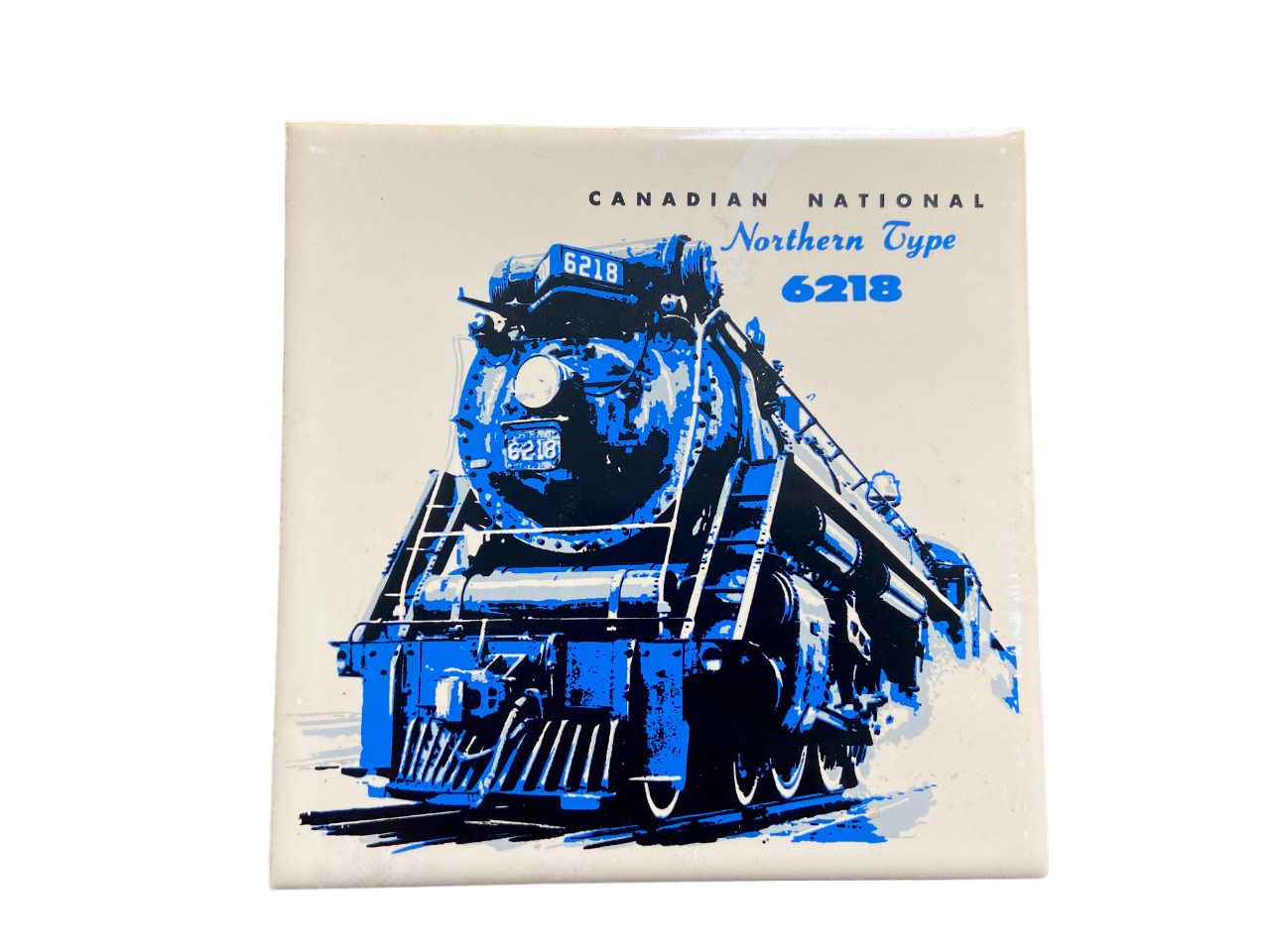 Vintage CN Rail Safety Award Train Ceramic Tile Art Northern Type 6218