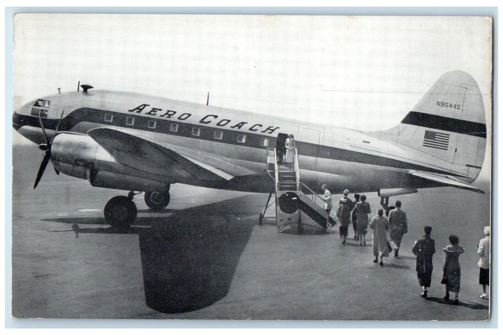 Aero Coach Airplane Skycoach N95445 New York City NY Vintage Postcard