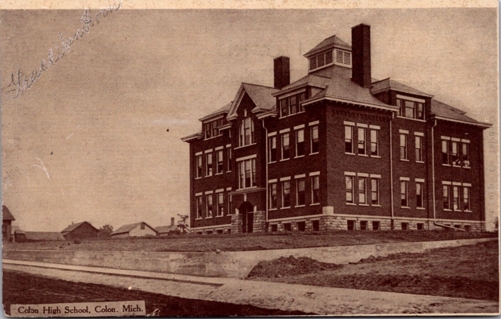 Postcard Colon High School in Colon, Michigan