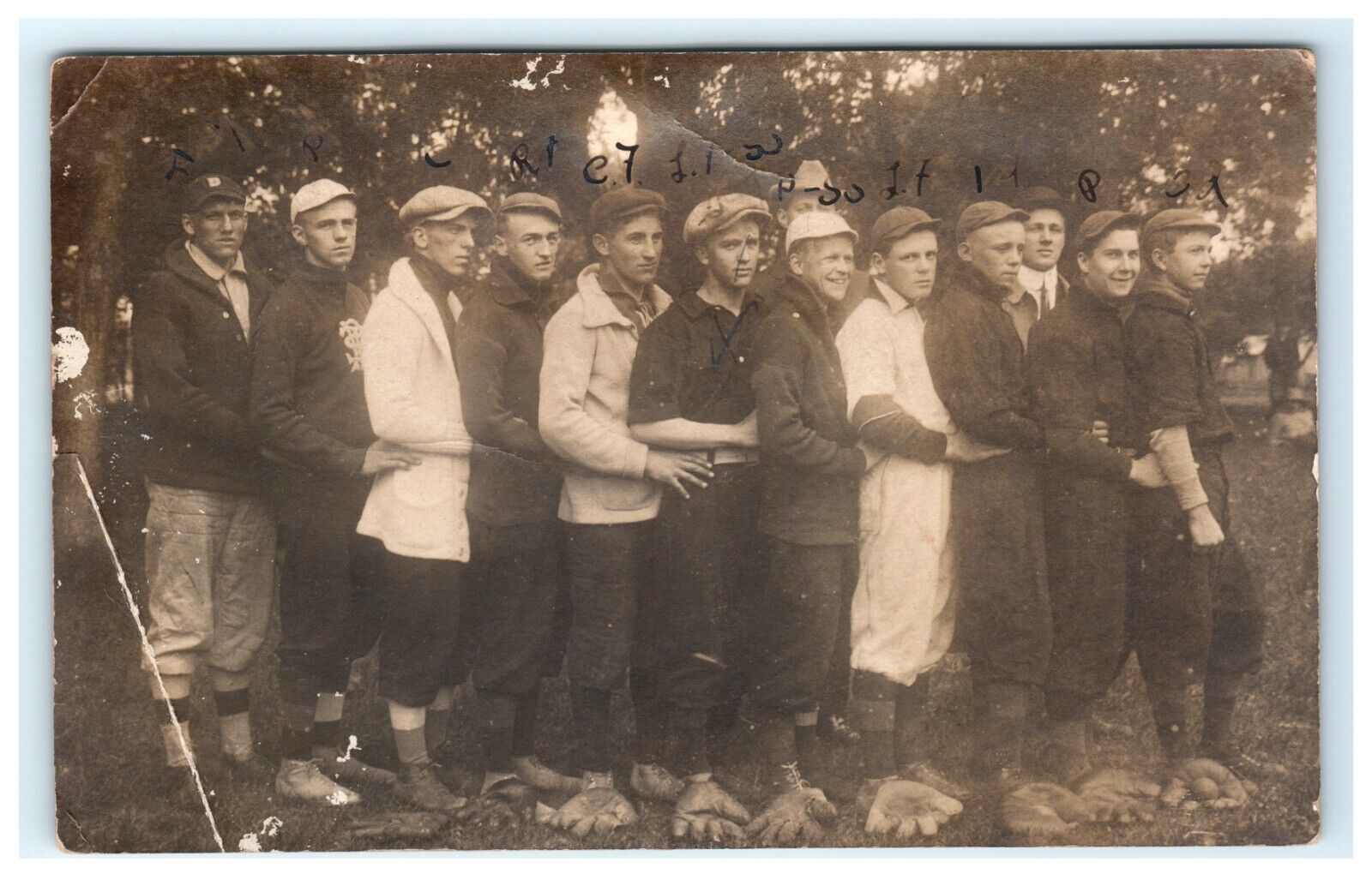 1913 Early Baseball Highschool Omaha Nebraska ? RPPC Real Photo