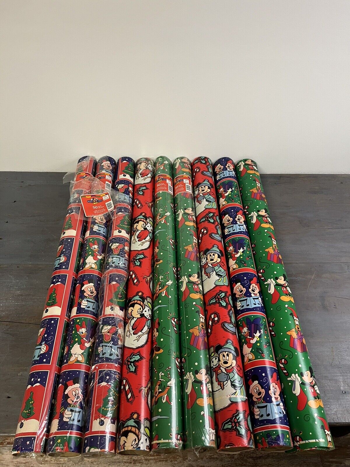 Lot Of 9 Rolls Of Vintage 1998 Disney Wrapping Paper New Cleo Mickey Lot 2 90’s