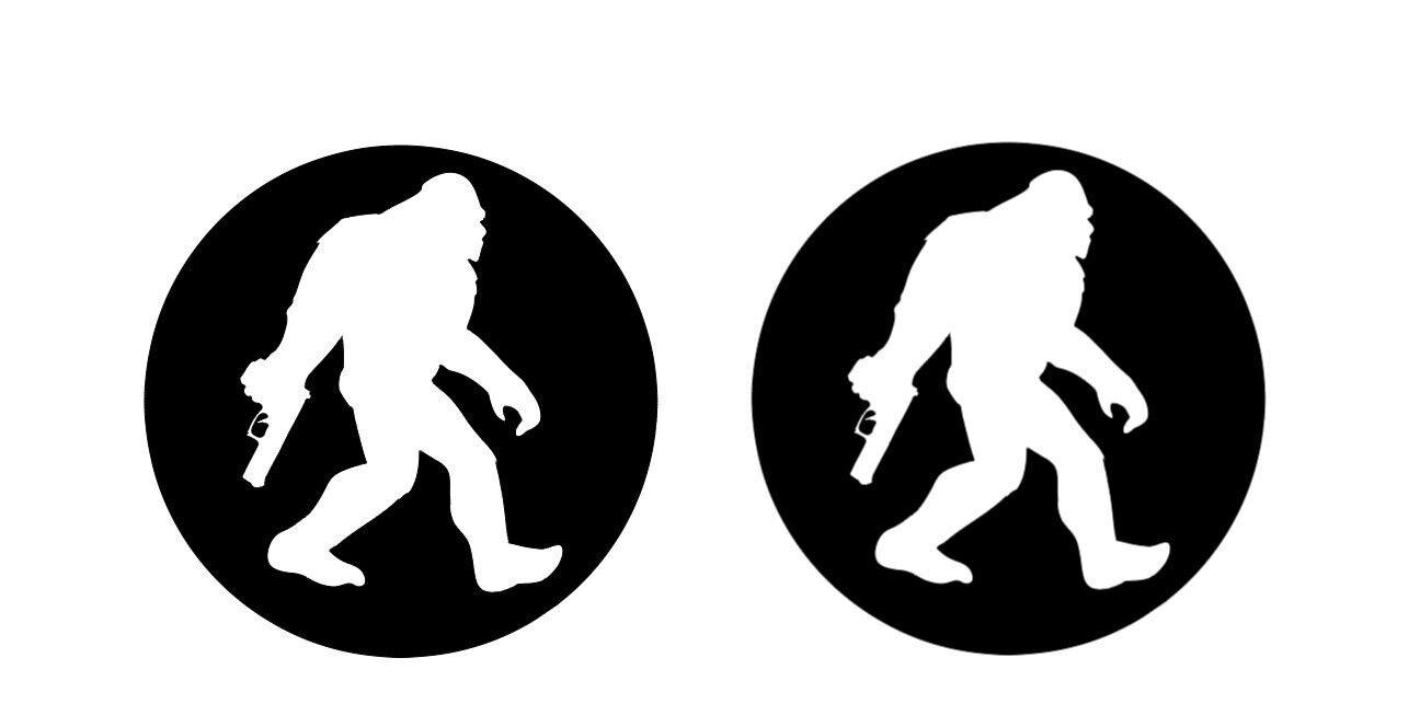 2x Bigfoot Sasquatch With Gun Stickers 4 Inch Second Amendment Bumper Decals