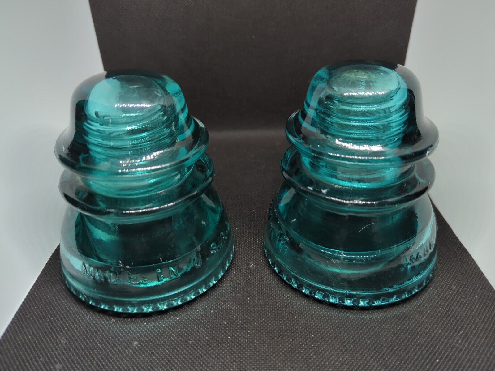 2 Aqua (Blue/Green)  Hemingray 42 Electrical Glass Insulator - Made in USA