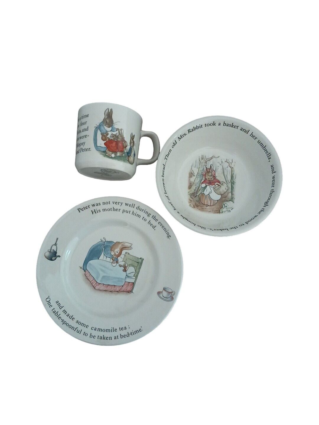 Vintage Wedgwood Peter Rabbit Beatrix Potter Child’s Dinnerware Set 3 Piece 1993