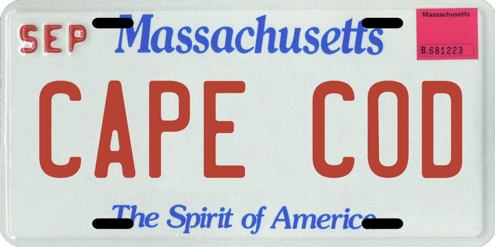 Cape Cod Massachusetts Aluminum MA License Plate 