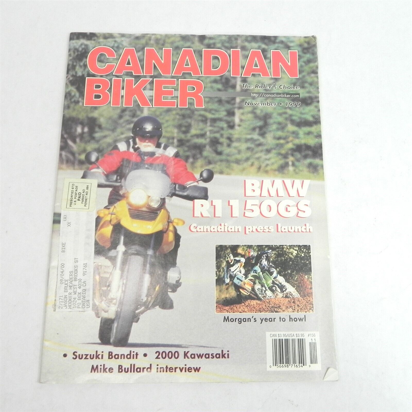 VINTAGE CANADIAN BIKER MOTORCYCLE MAGAZINE SINGLE ISSUE NOVEMBER 1999 #156