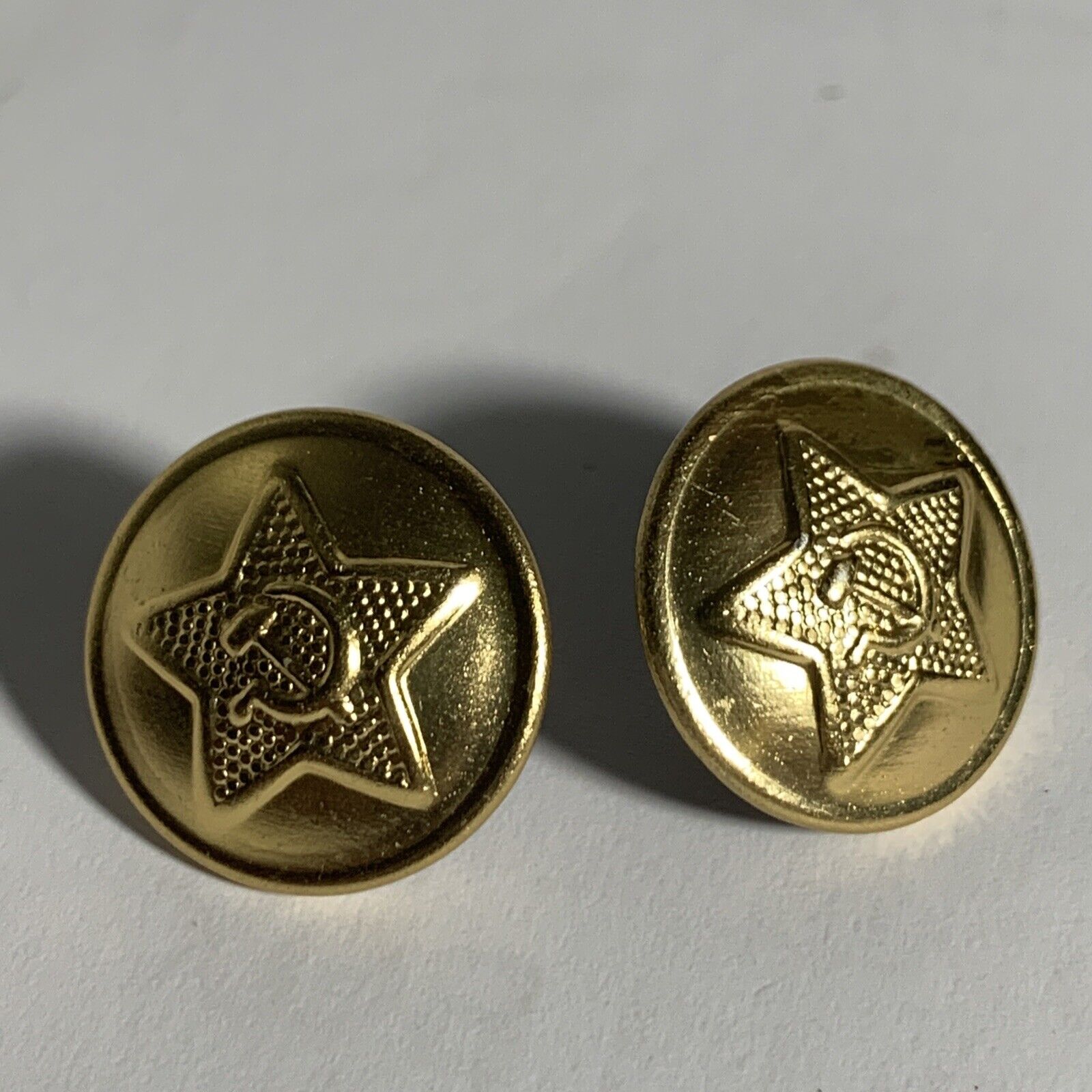 Vintage Russian Soviet Military Buttons Uniform Gold Star Sickle Hammer 2 Orig