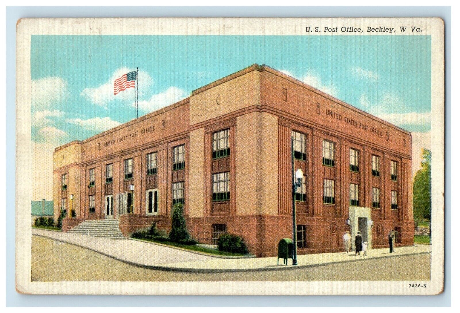 c1930\'s U.S Post Office Building Beckley West Virginia WV Vintage Postcard