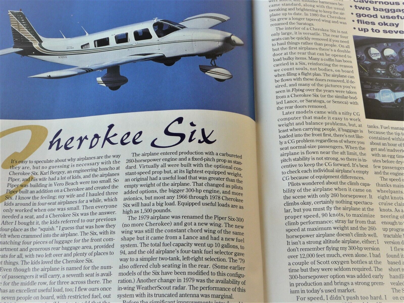 Flying Aviation Magazine Piper Twin Comanche Cherokee Six Report Comair Training