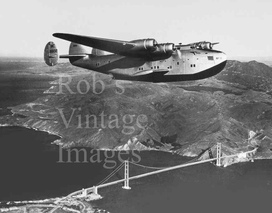 Pan Am Clipper Boeing 314 18602 Photo Airplane Flying Boat over Golden gate 1941