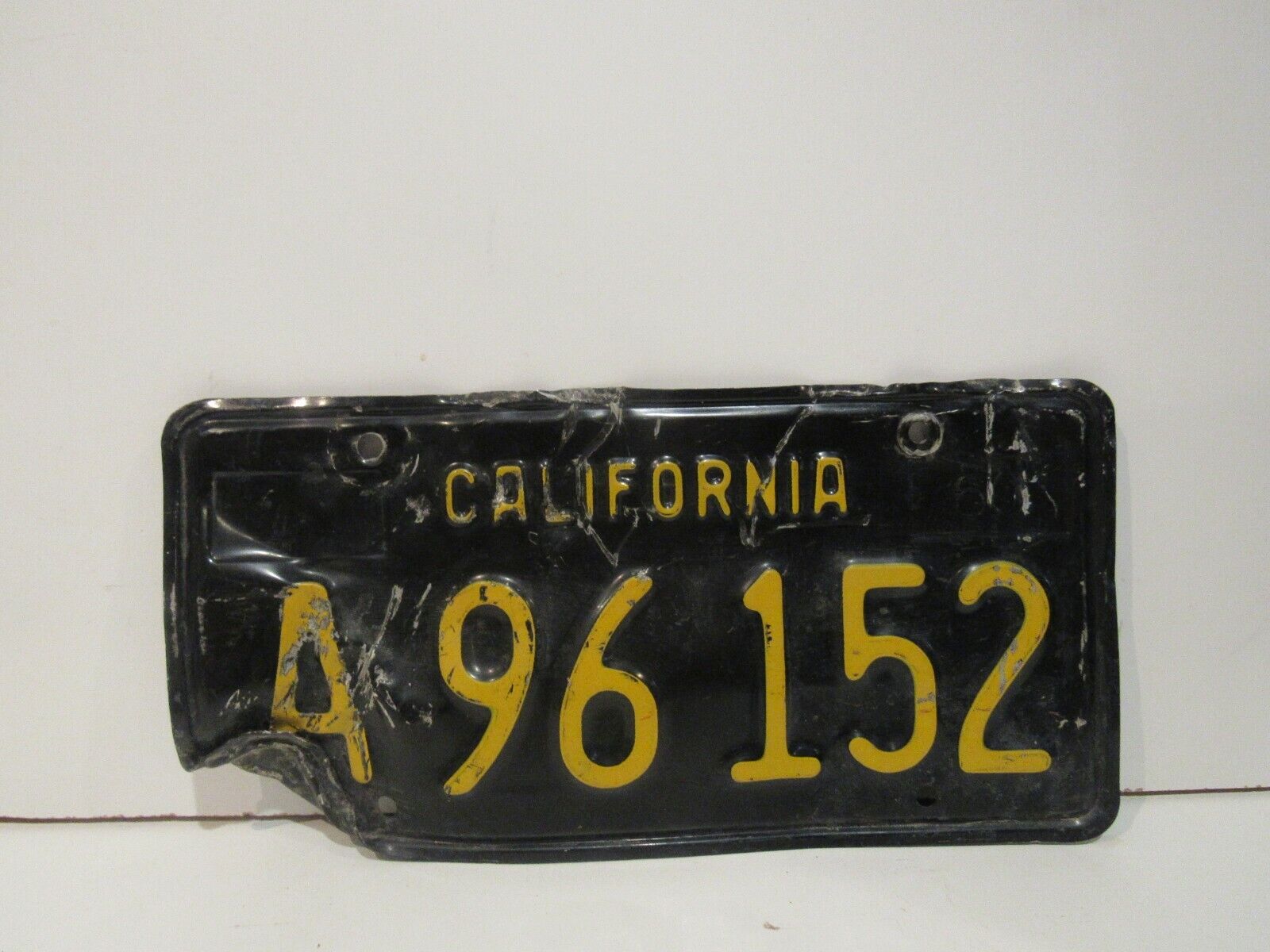 California SET of Vintage License Plate A 96152 Metal Frame Embossed DMV Cleared