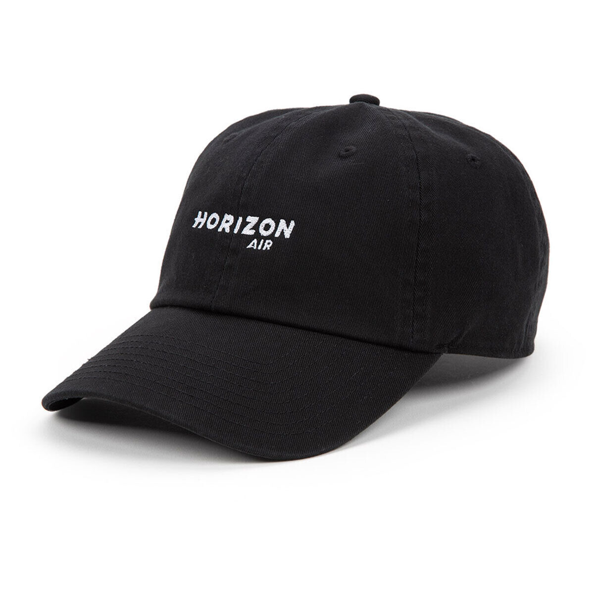 Horizon Air Embroidered Logo Adjustable Pigment Dyed Black Baseball Golf Cap Hat