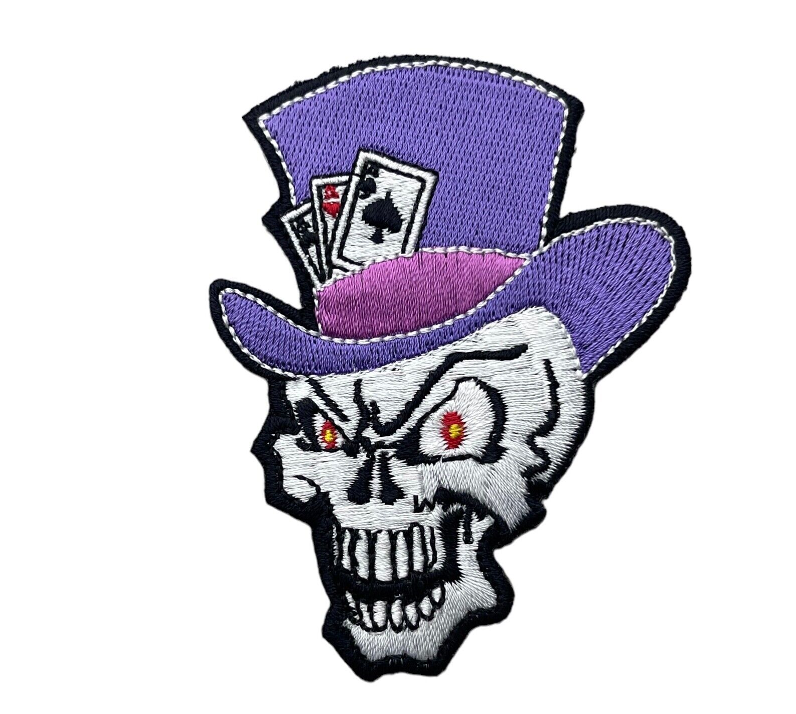 Evil Joker Skull Poker Top Hat 3 inch Patch AK345 F5D17J