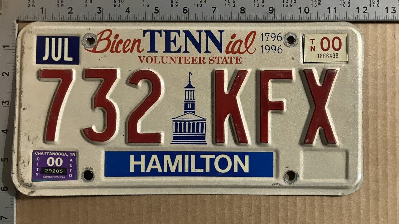 2000 Tennessee license plate 732 KFX YOM DMV Hamilton Ford Chevy Dodge 12144