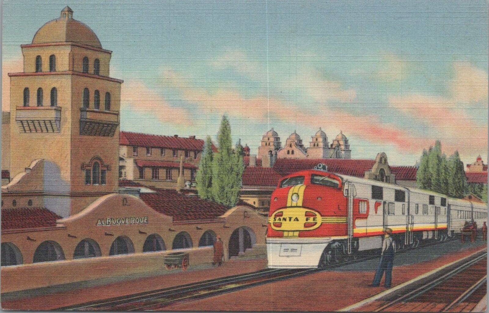 Postcard Santa Fe Railroad Train Super Chief Albuquerque NM 