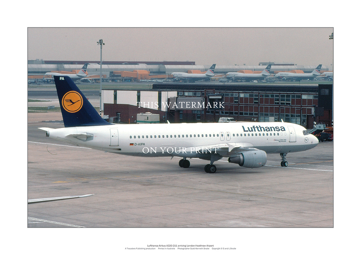 Lufthansa Airbus A320 A3 Art Print – London Heathrow – 42 x 29 cm Poster