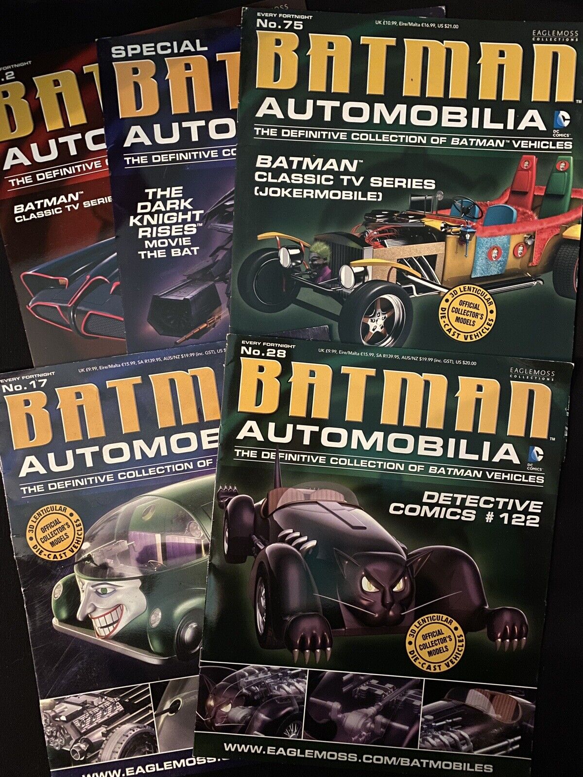 LOT of Eaglemoss Automobilia Batman Magazines Issues 2, 17, 28, 75 + Special