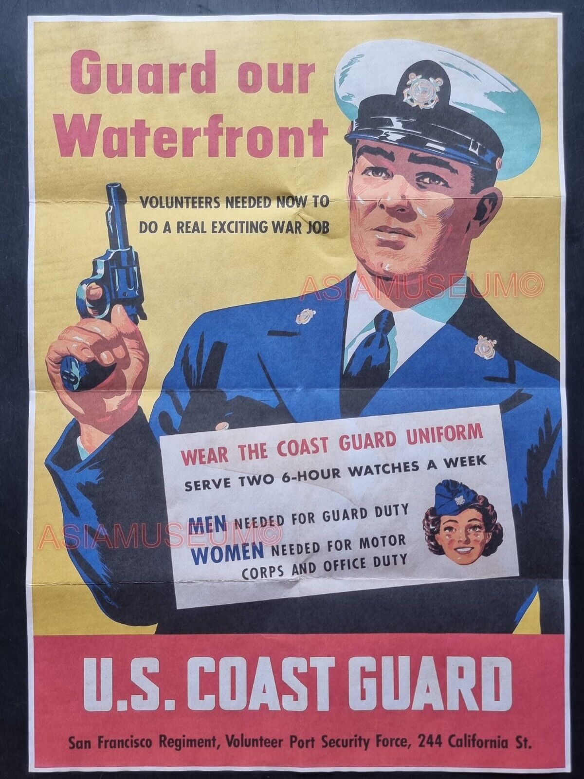 1942 WW2 USA AMERICA US COAST GUARD WOMEN ENLIST VOLUNTEER PROPAGANDA POSTER 677