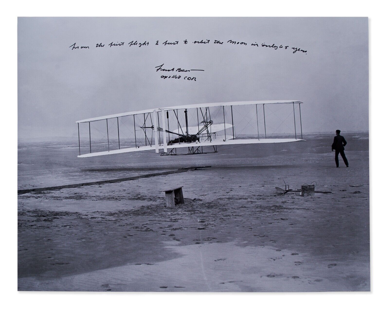 Frank Borman signed photo of Wright Flyer 1st flight
