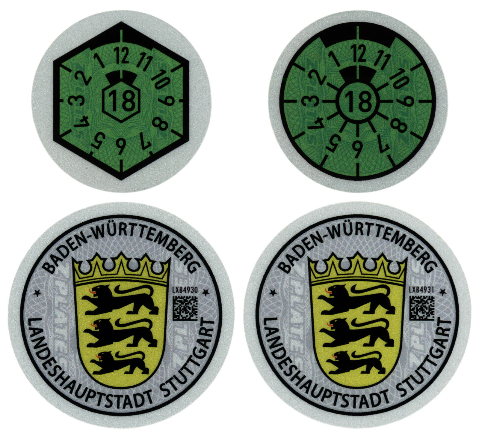 Stuttgart Germany License Plate Complete Sticker Set - Mercedes-Benz, Porsche