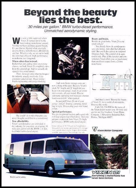 1987 Vixen 21 motorhome camper Vintage Advertisement Car Print Ad J706A
