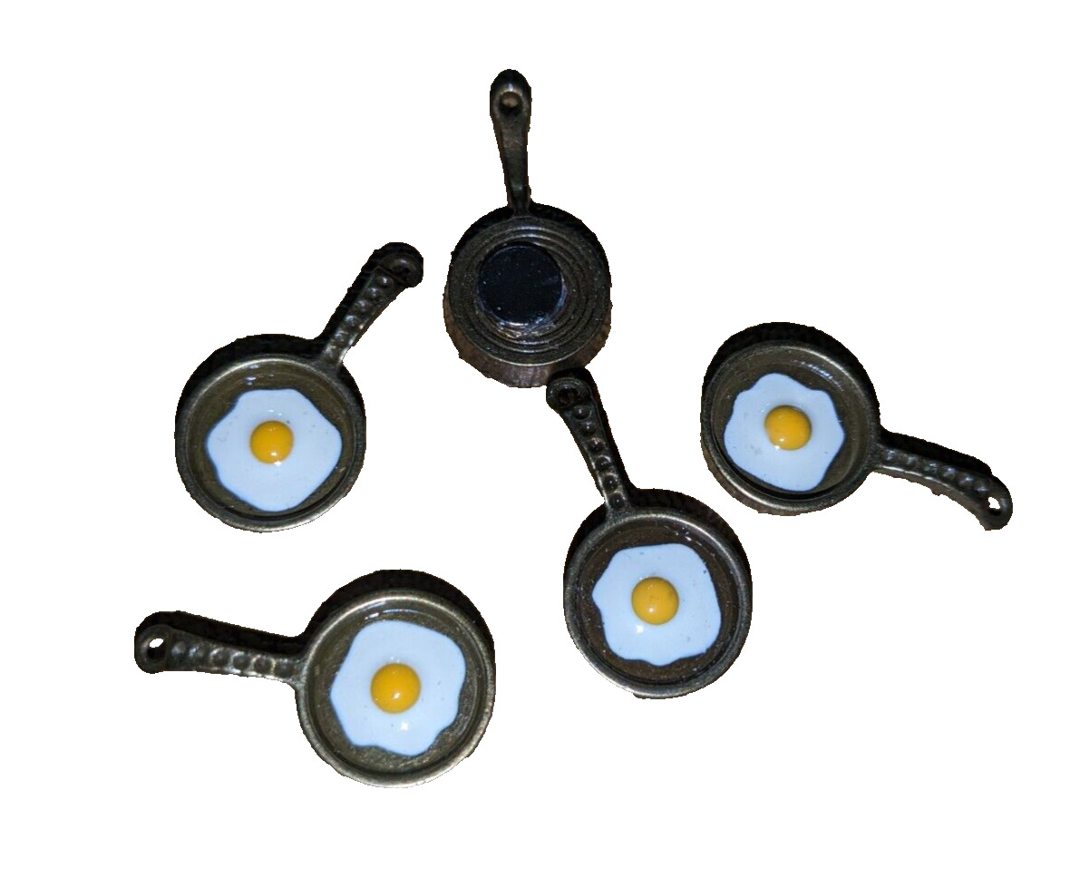 Miniature Pan With Egg Magnets (Lot of 5) Food Gifts Home Decor