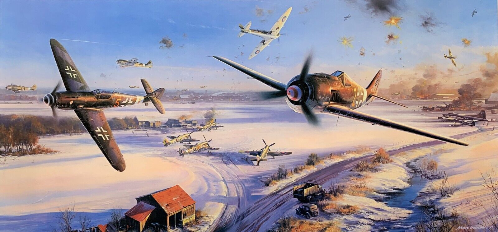 Operation Bodenplatte by Nicolas Trudgian aviation art Signed by Luftwaffe Aces