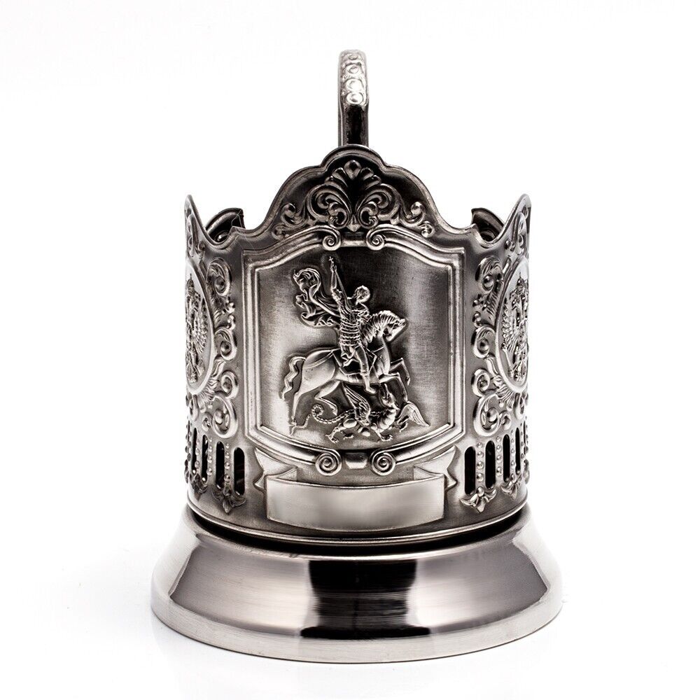 St. George the Victorious Glass Holder Podstakannik Nickel Plated Подстаканник