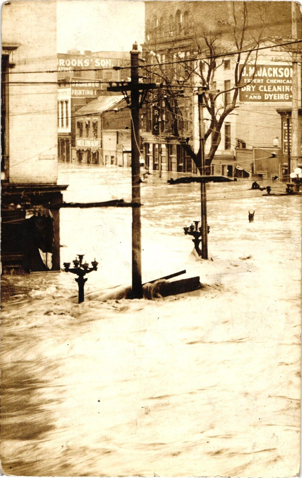 Scene on E Third Str after 1913 Flood Dayton OH RPPC Real Photo Postcard
